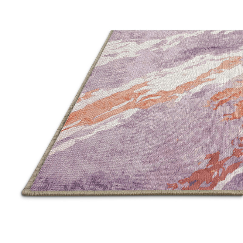 Machine Washable Beige Area Rug, Rectangle 6' x 9'