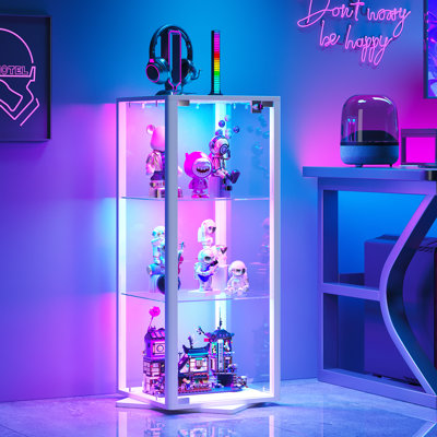 360° Rotating Glass Display Cabinet with RGB LED Lighting and APP Control