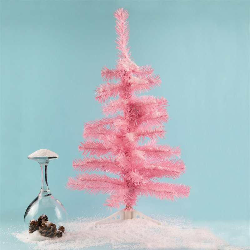 1.97' H Artificial Pine Christmas Tree, Pink