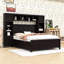 Lit double en bois avec tiroirs et tablettes de rangement polyvalents-1972698770