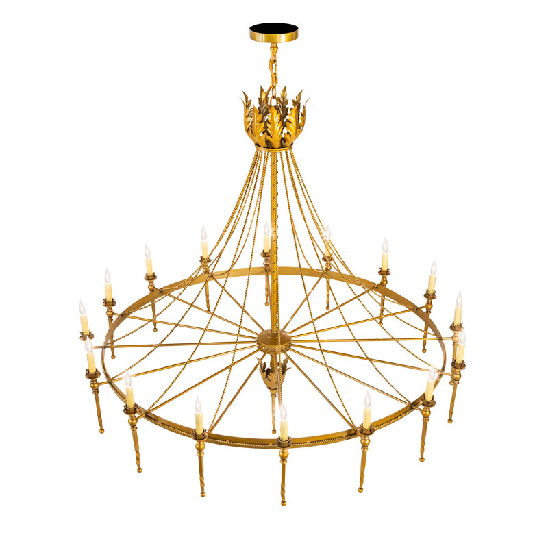 Lustre en roue de chariot à 16 lumières de style bougie Stonyford