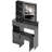 29.2" Small Size Left Drawer Desktop Vanity Table + Cushioned Stool,2 AC+2 USB Power Station,Hair Dryer Bracket,Extra Large Touch Control Sliding LED Mirror,Tri-Color Switching,Brightness Adjust-1005313753