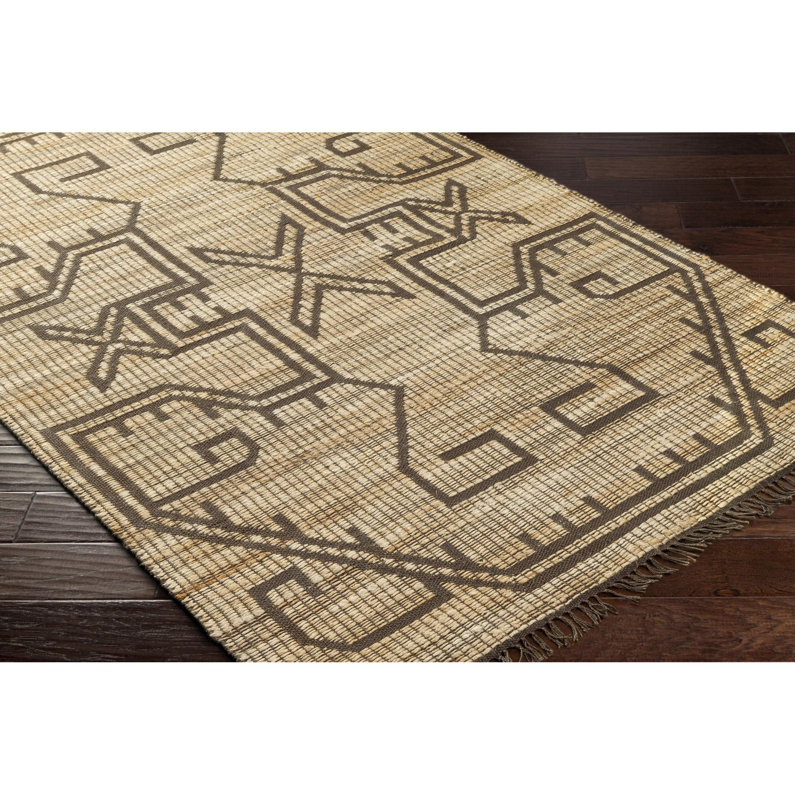 Edara Hand-Woven Khaki Jute Rug, Rectangle 8' x 10'