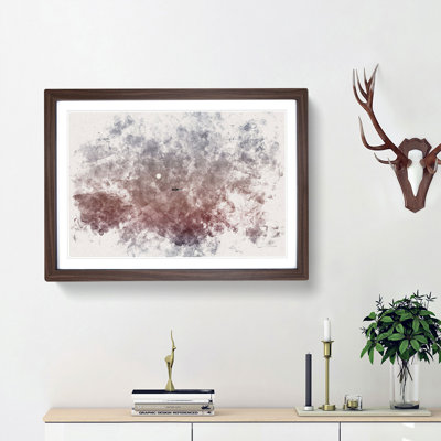 Airplane Passing The Moon Watercolour - Single Picture Frame Print on MDF