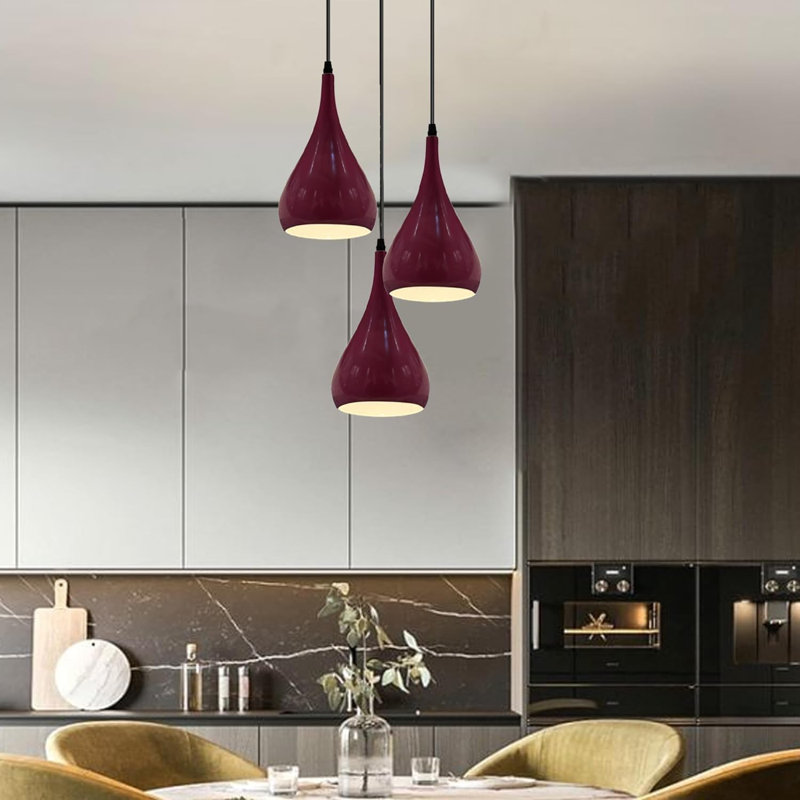 3 - Light Teardrop Pendant, Burgandy