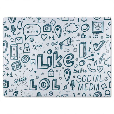 Social Media Glass Chopping Board
