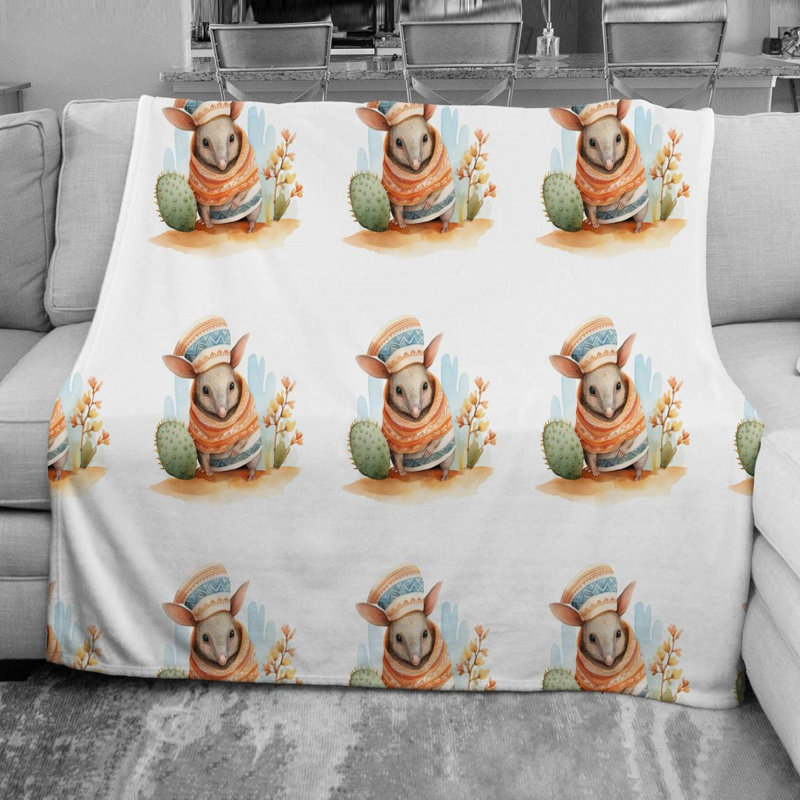 Armadillo Cactus Throw Blanket, Throw