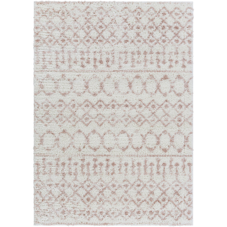 Modern Shaggy Area Cream/Pink