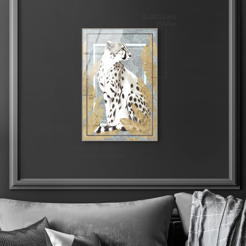 Jungle Cheetah Gold Canvas Animals Print by Oliver Gal, 31"H x 21"W, Silver Frame