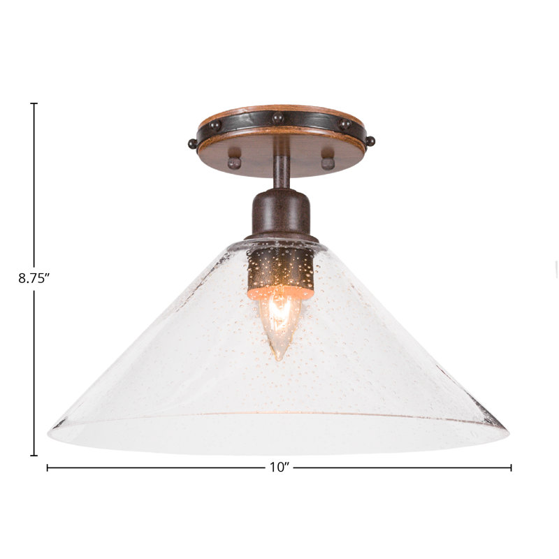 Blacksmith 1 Light Semi-Flush Shown In Painted Wood-look Metal & Dark Granite Finish With 12" White Muslin Glass