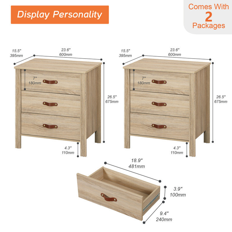 Ashae 3 Drawer  End table