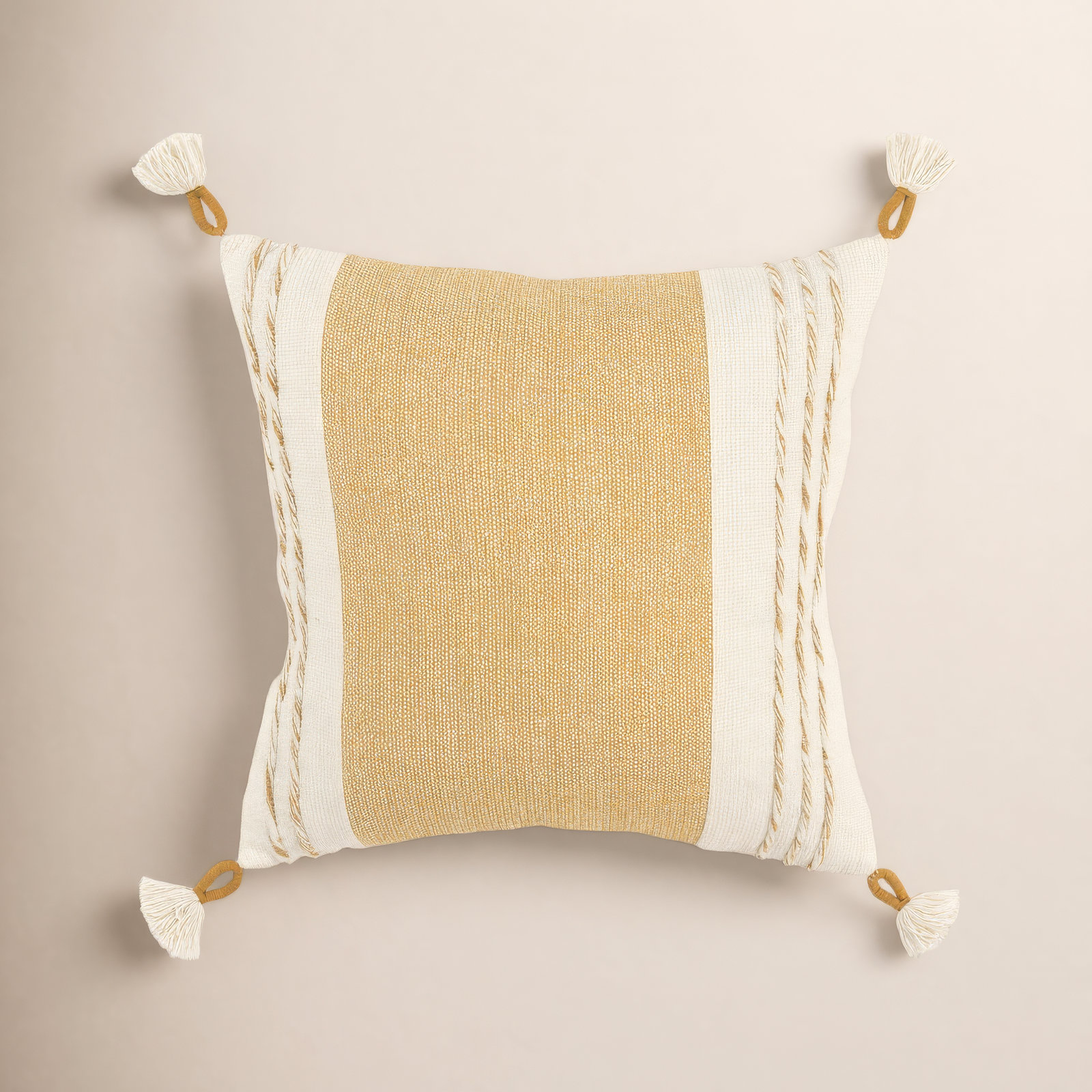 Arnell 100% Cotton Throw Square Throw Pillow, Yellow/White