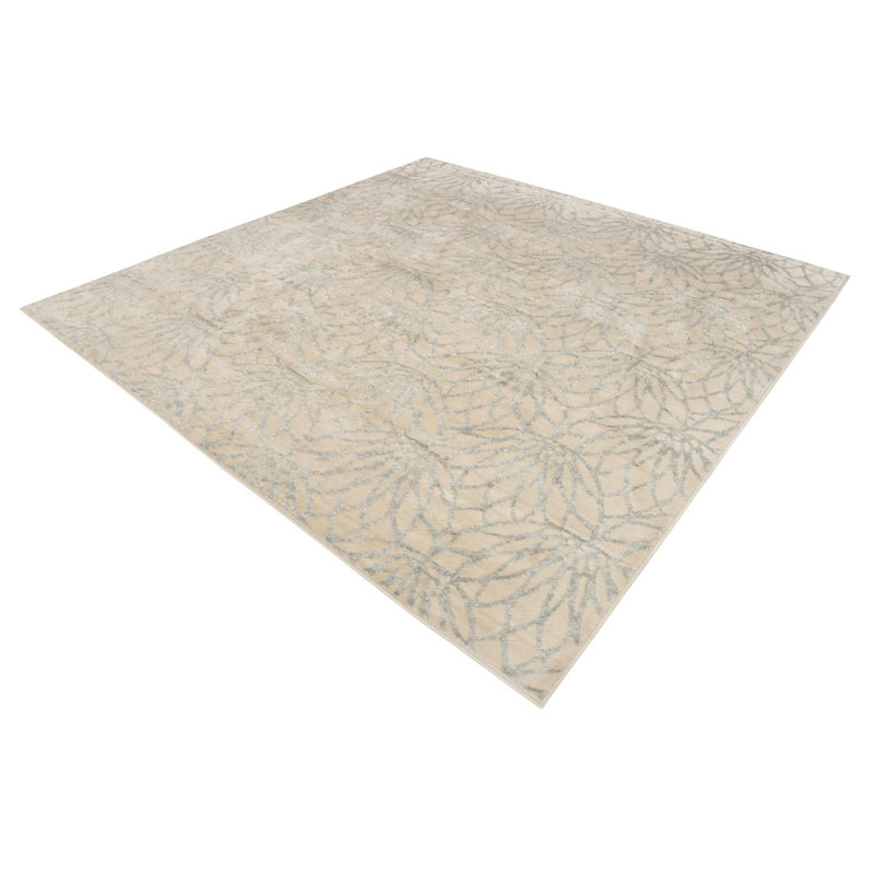 Tapis contemporain blanc cassé Alyciana, Carré 7 pi 10 po x 7 pi 10 po