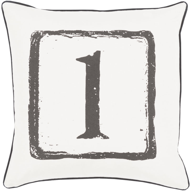 Cotton Throw Pillow, 1, 18" H x 18" W x 4" D, Black/Light Gray