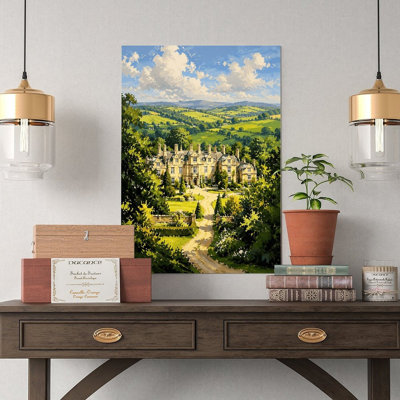 Canvas Wall Art English Country Manor Estate Garden Landscape Art Vintage Poster Print Home Decor
