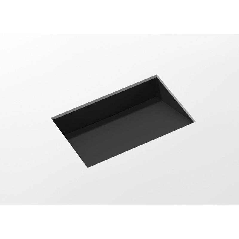 Lavabo de salle de bain encastré en pierre noire encastré en résine de 25,2 po x 16,1 po Badeloft UB-04-L-MBLK, Noir mat