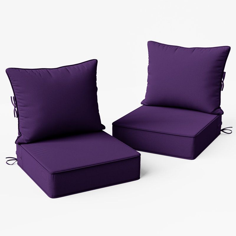 24"W X 24"D Outdoor Deep Seating Cushions 6.5” Indoor/Outdoor Seat And Back Cushion, Cushions Only, Royal Purple