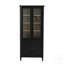 Vitrine H Mid-Century moderne avec portes en verre, grain de bois de frêne naturel, pour les couloirs, le salon, la cuisine et le bureau