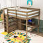 Lit mezzanine double avec garde-robe intégrée, bureau, tablettes de rangement et tiroirs-557127655