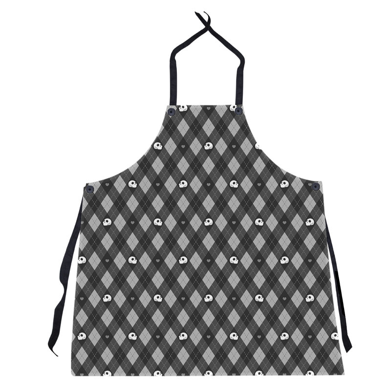 Tablier à motif argyle crânes, Noir