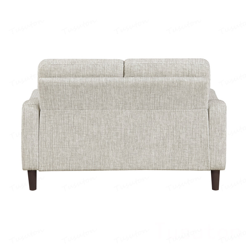Causeuse de style transitionnel avec revêtement en chenille et sièges confortables en bois massif, Chenille-beige