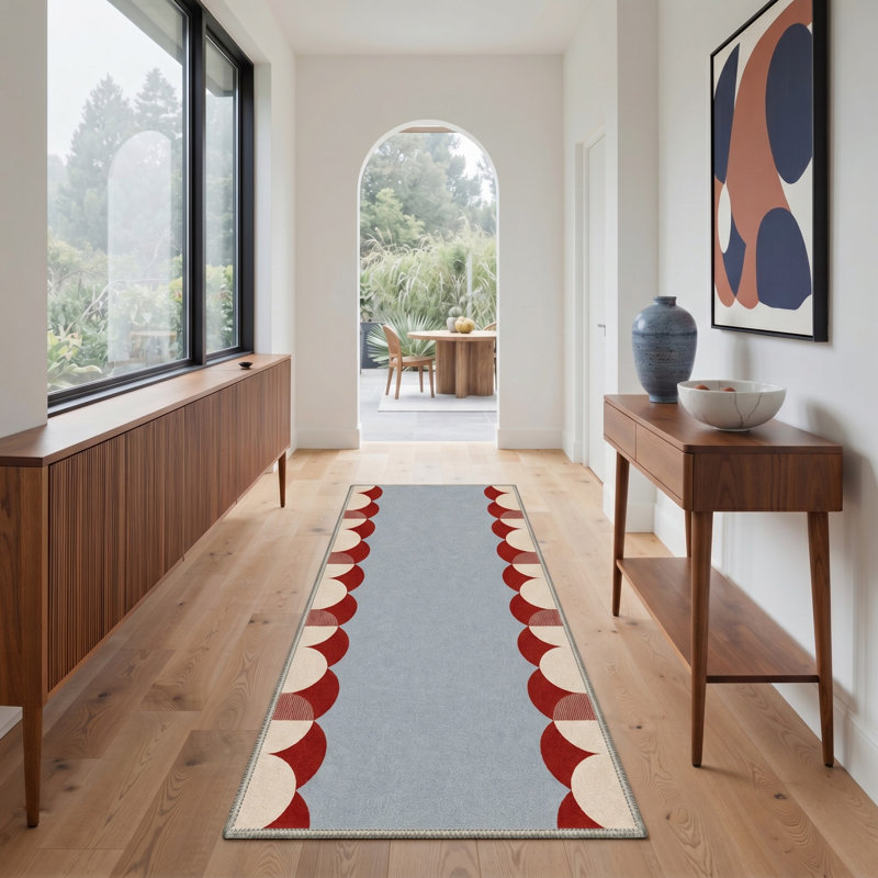 Tapis de couloir bleu / rouge lavable à la machine avec envers antidérapant, Tapis de couloir 2 pi 5 po x 8 pi