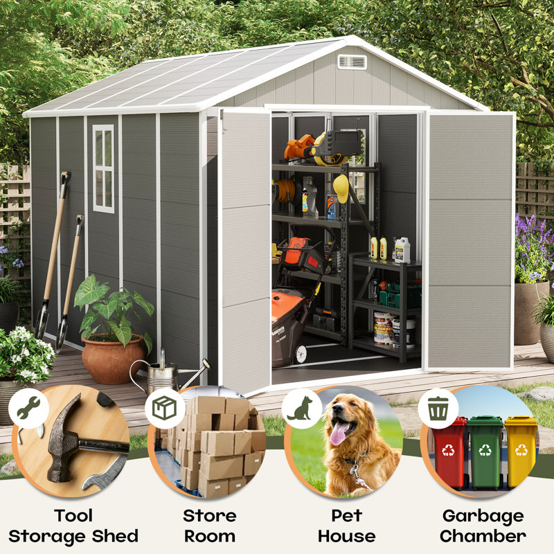 8ft x 10ft Versatile Outdoor Resin Tool Shed
