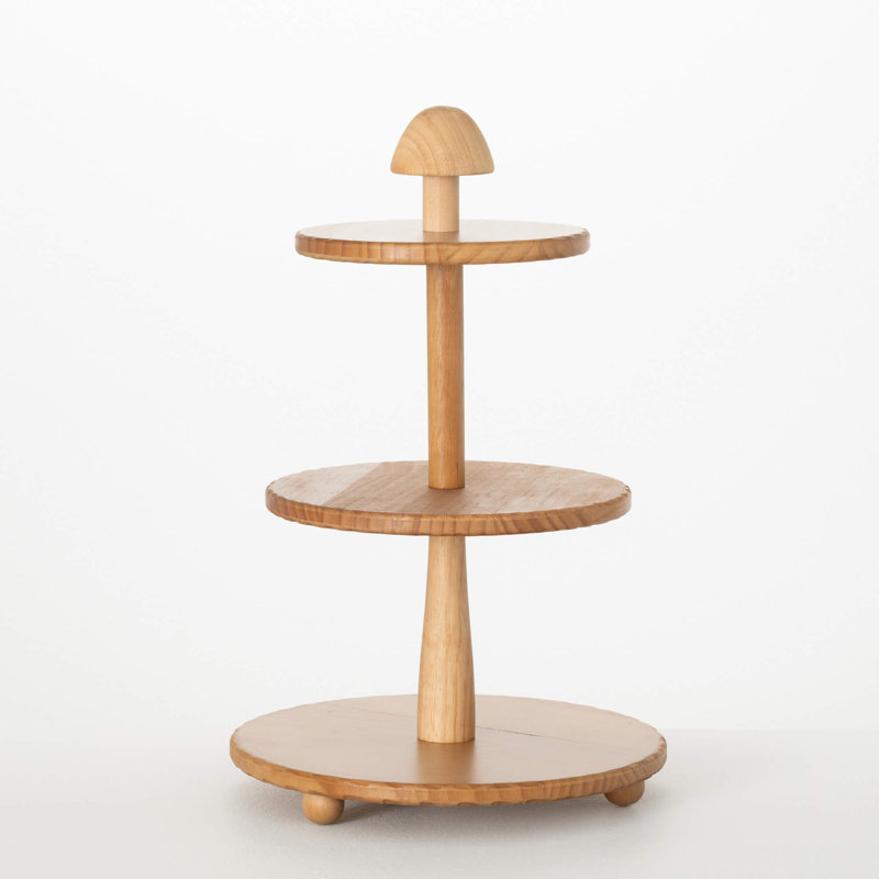 3-Tiered Wooden Tray 18.5"H; Brown
