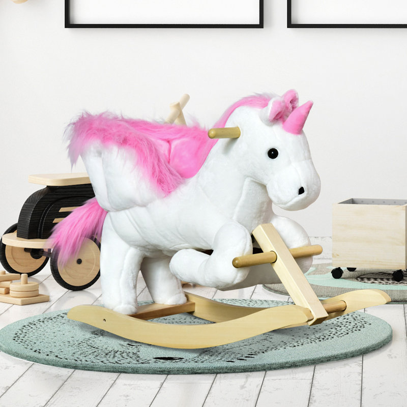 Cheval à bascule pour bébé, licorne en peluche avec sons, ceinture de sécurité
