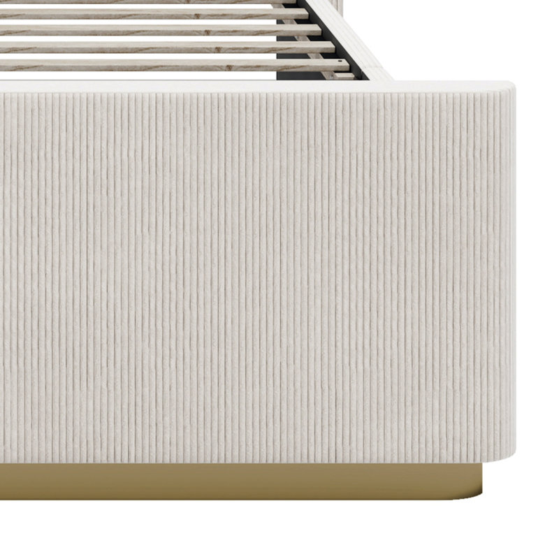 Lit tapissier Corduroy, Gris clair, Grand lit