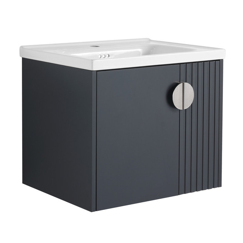 Meuble-lavabo 24 po avec lavabo Ultan, Noir, Argent