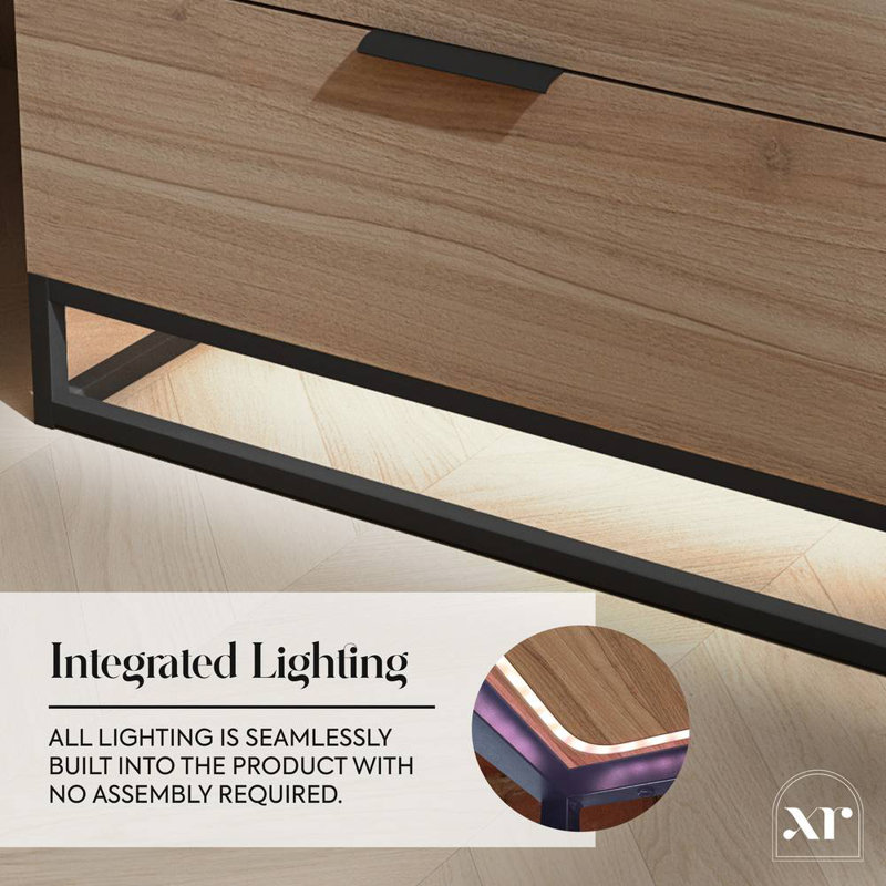 XR Living Denver Chest Of 3 Drawers With LED App Control Lights - Oak / Black