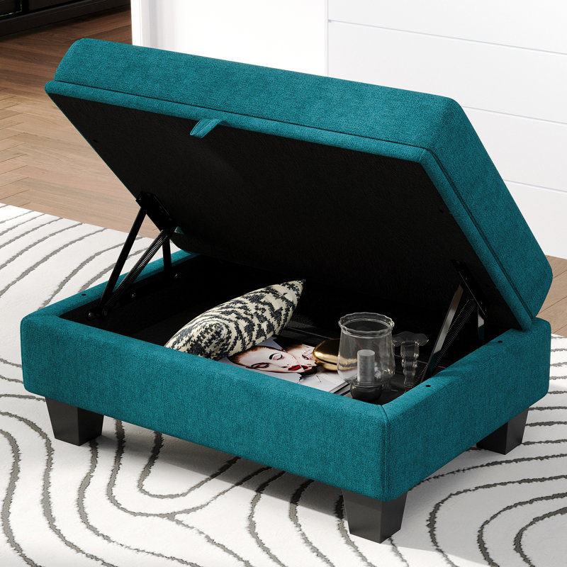 Repose-pieds avec rangement 1 pièce Creasong, Mélange de polyester bleu