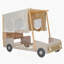 Lit voiture en bois avec coussin, toile de plafond et DEL