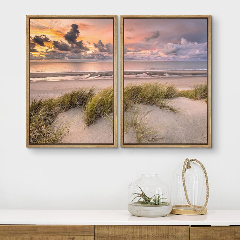 Décor de photographie de paysage tropical pastel coucher de soleil ciel océan vague plage nature, H 36 po x l 24 po, Naturel