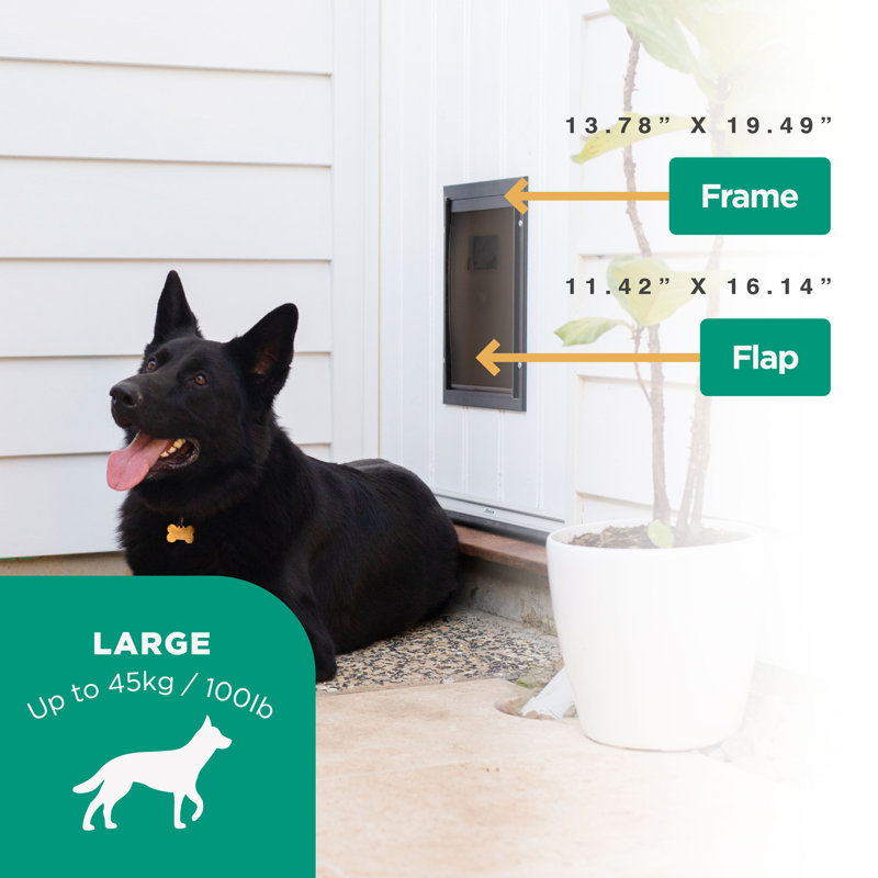 Medium Black Aluminum Pet Door with Locking Panel