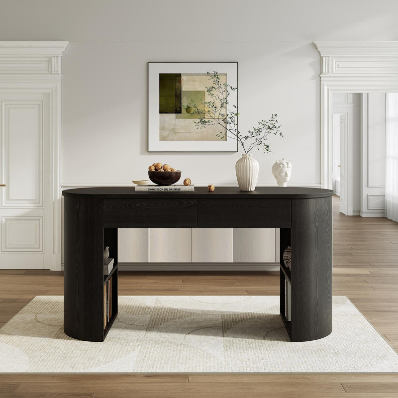 Bureau de rangement avec rangement, noir, Noir