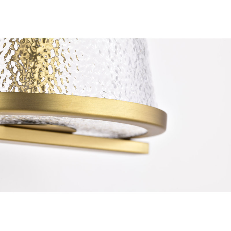 Coiffeuse Sluis - Verre martelé, 16 po de largeur, Laiton rétro, Deux lumières