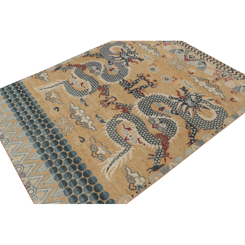 Distressed Homage Hand Knotted Wool Animal Print Area Rug, Rectangle 15' x 24'