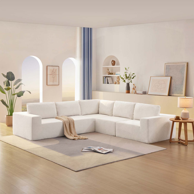 Canapé modulaire avec revêtement en tissu doux_Modulaire_N723S061, Tissu éponge beige