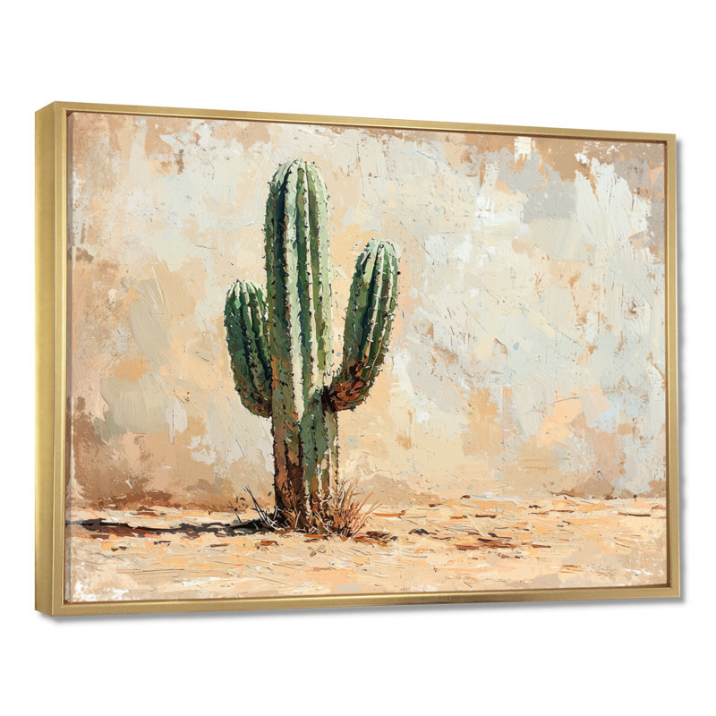 Marth, cactus dans le désert II - cactus, art mural, H 12 po x l 20 po, Cadre flottant, Doré