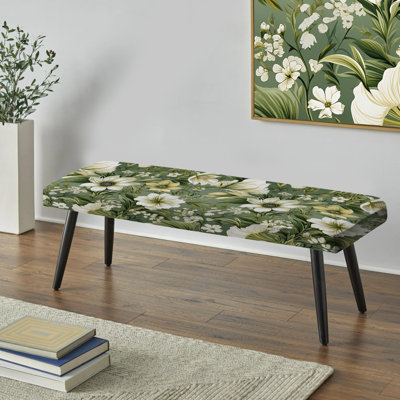 Banc rembourré floral vert Elegance I - Floral