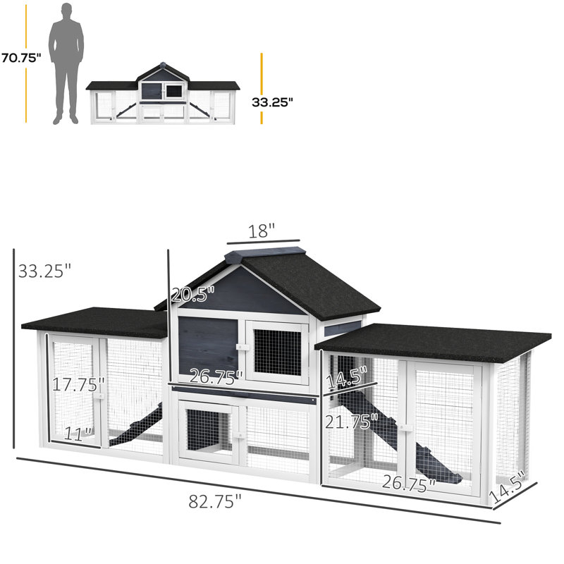 Grande remise extérieure pour lapin - construction solide, maison spacieuse grise