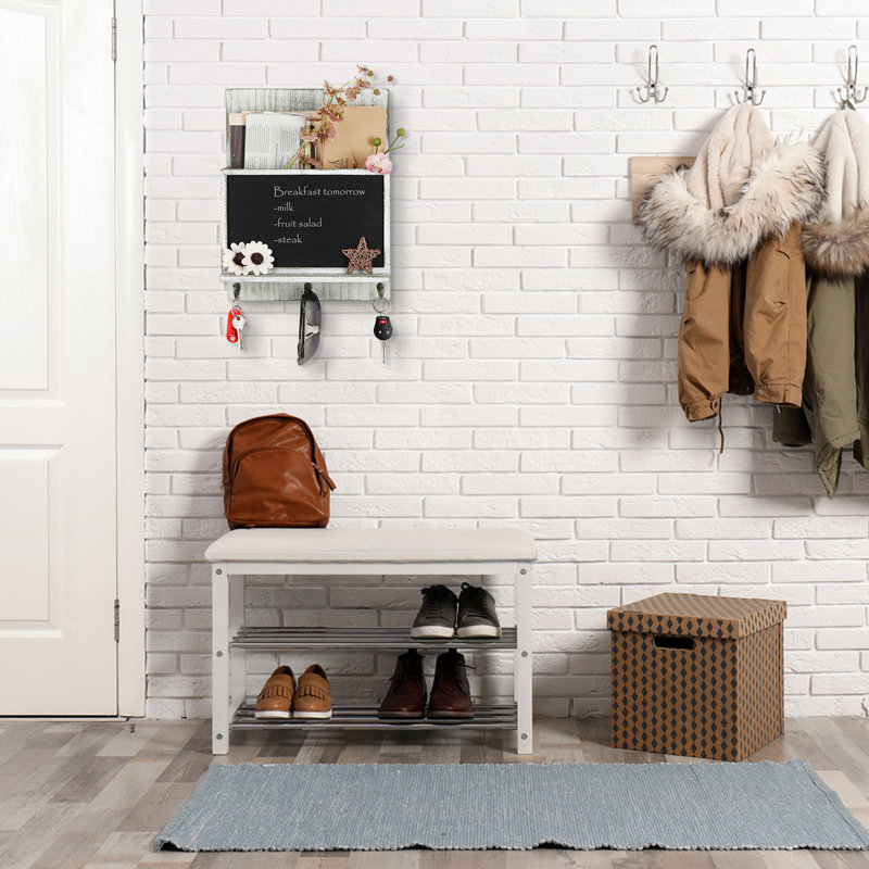 Hershall Floating Shelf with Hooks, Olive Green