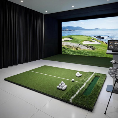 6x4ft Golf Mat, Golf Hitting Mat with Ball Tray,Dual Turf Golf Practice Mat with Base 3 Tees for Chipping Swing Driving Training Indoor and Outdoor