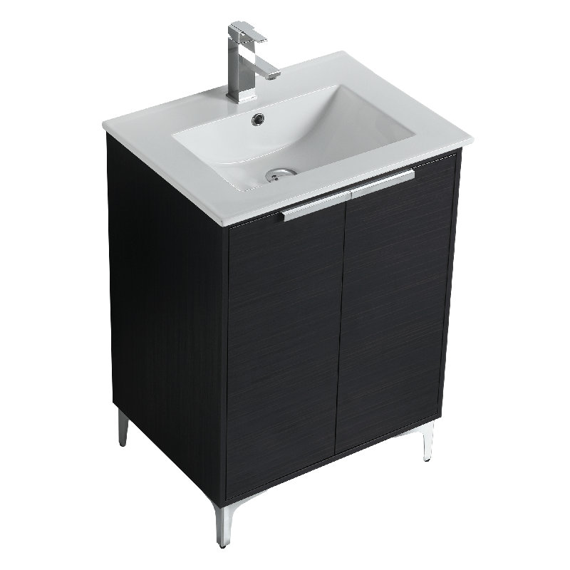 24'' Single Bathroom Vanity with Ceramic Top, Polished Chrome