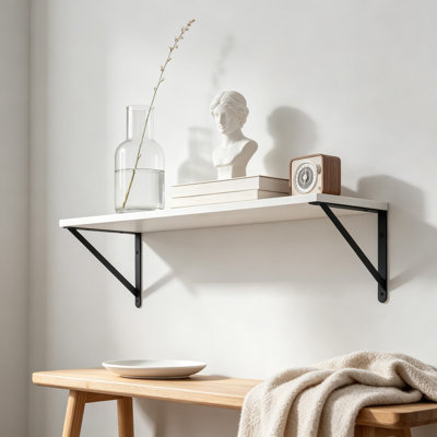 6Inch Deep Floating Shelves for Wall, Wood Wall Shelves Set of 3, Wide Floating Bookshelf with Metal Bracket for Living Room, Kitchen, Office, Bedroom