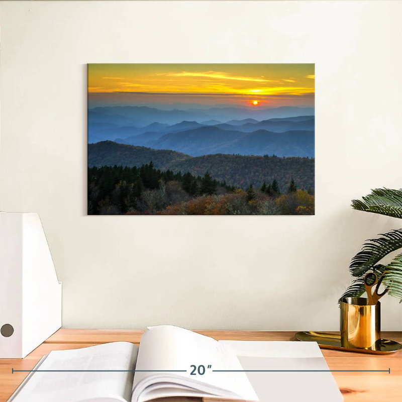 Kerrick Blue Ridge Mountains, coucher de soleil, H 8 po x l 12 po