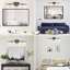 4 - Applique murale en cristal, fer noir, éclairage rétro pour la salle de bain et le couloir, écoénergétique, facile à installer, 4 lumières de style rétro, abat-jour en cristal, mat + doré, comptoir de meuble-lavabo, économie, installation