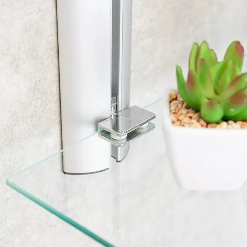 Étagère murale de salle de bain réglable à 3 étages en métal et en verre Jad